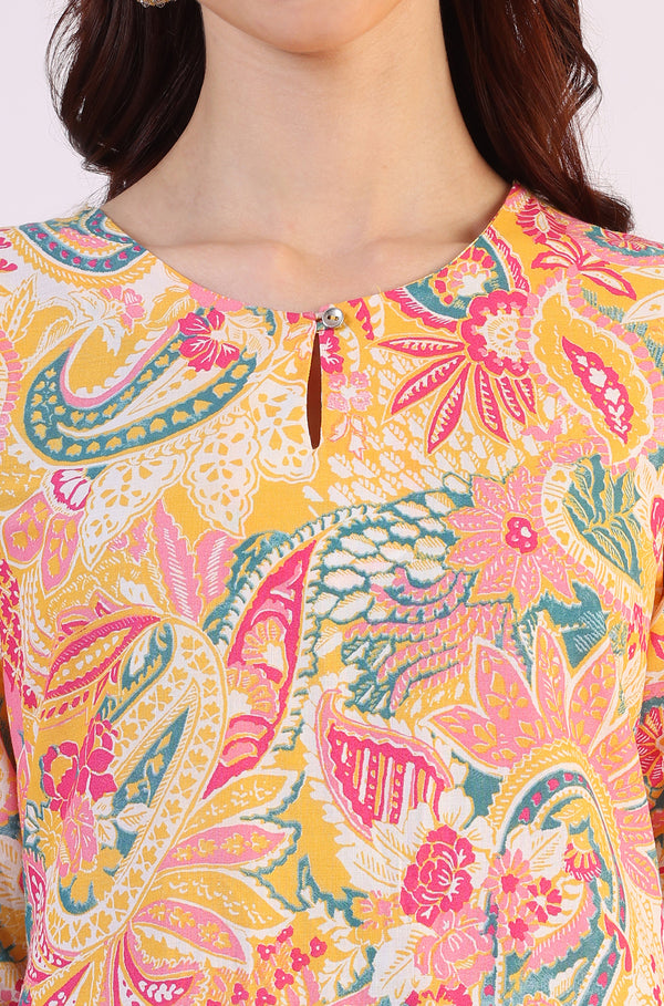 Multicolor Paisley Printed Straight Pure Cotton Kurta