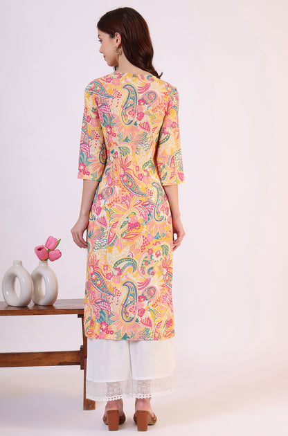 Multicolor Paisley Printed Straight Pure Cotton Kurta