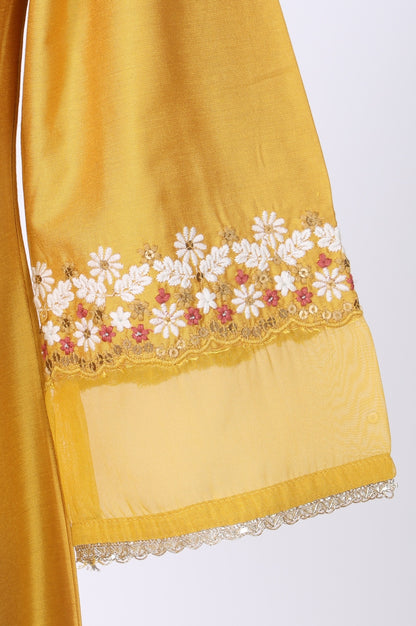 Yellow Thread Embroidered A-line Kurta
