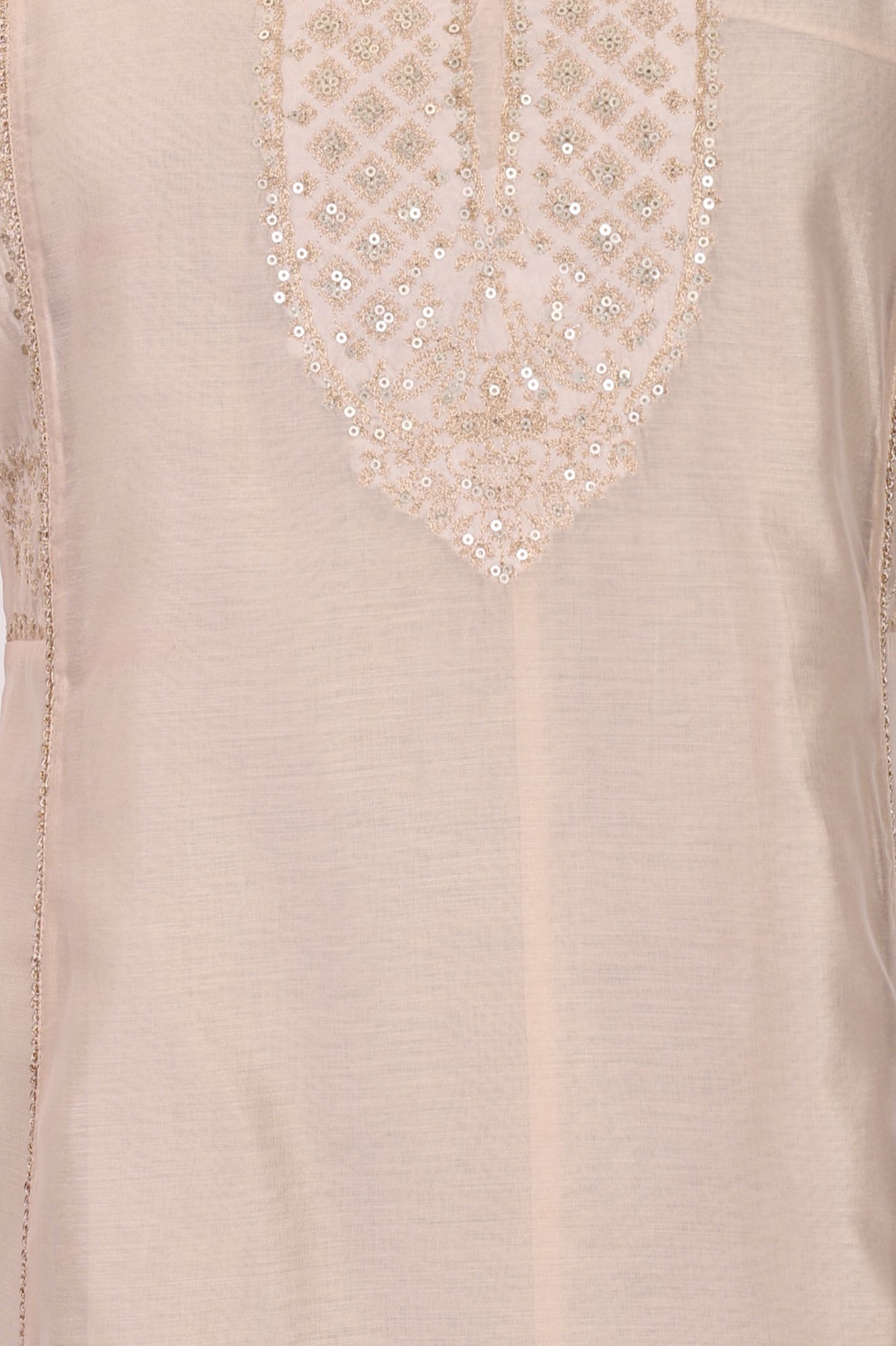 Beige Embroidered Chanderi Straight Kurta