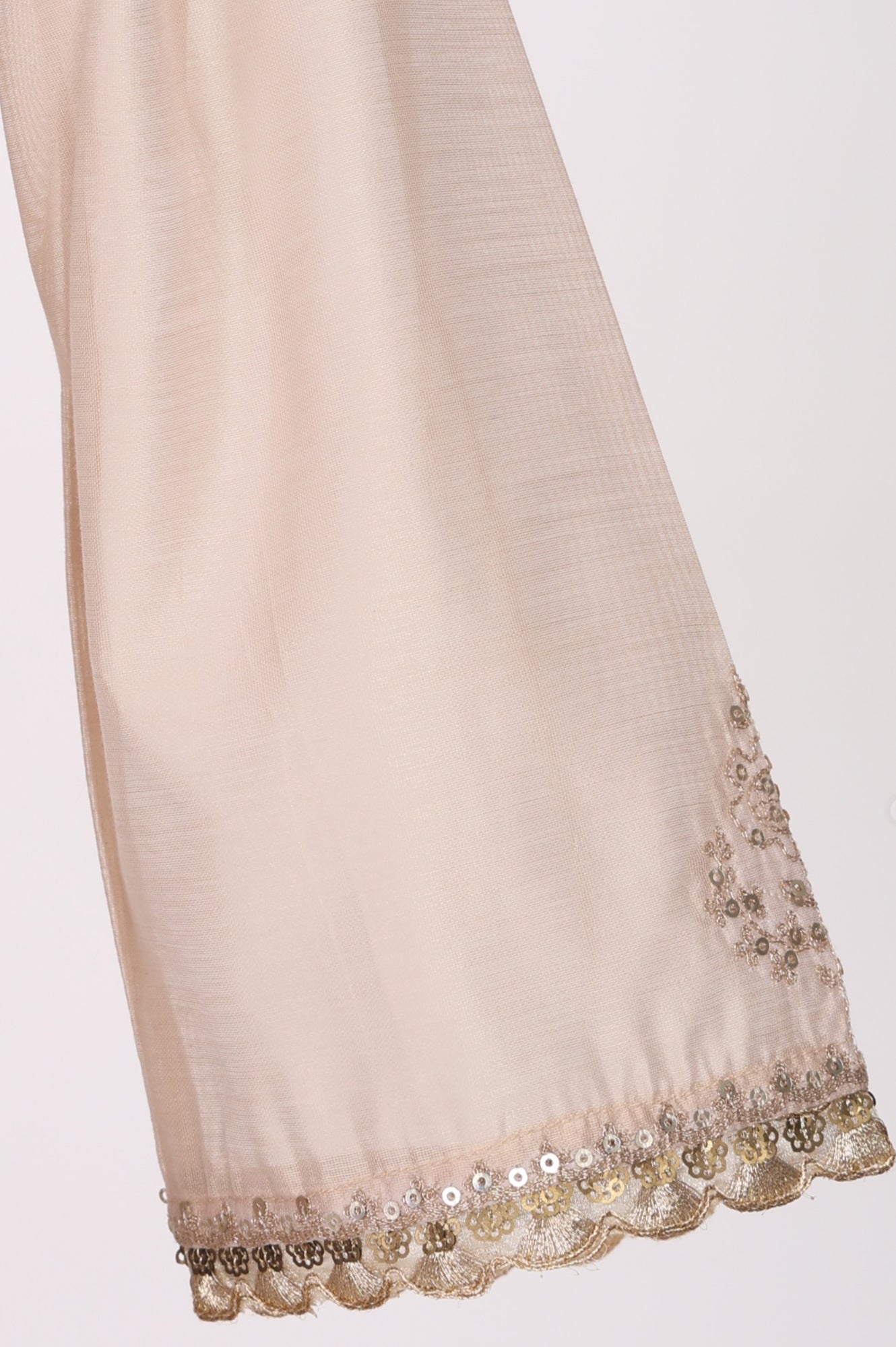Beige Embroidered Chanderi Straight Kurta