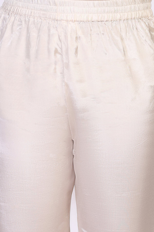 Off-White Embroidered Straight Viscose Kurta