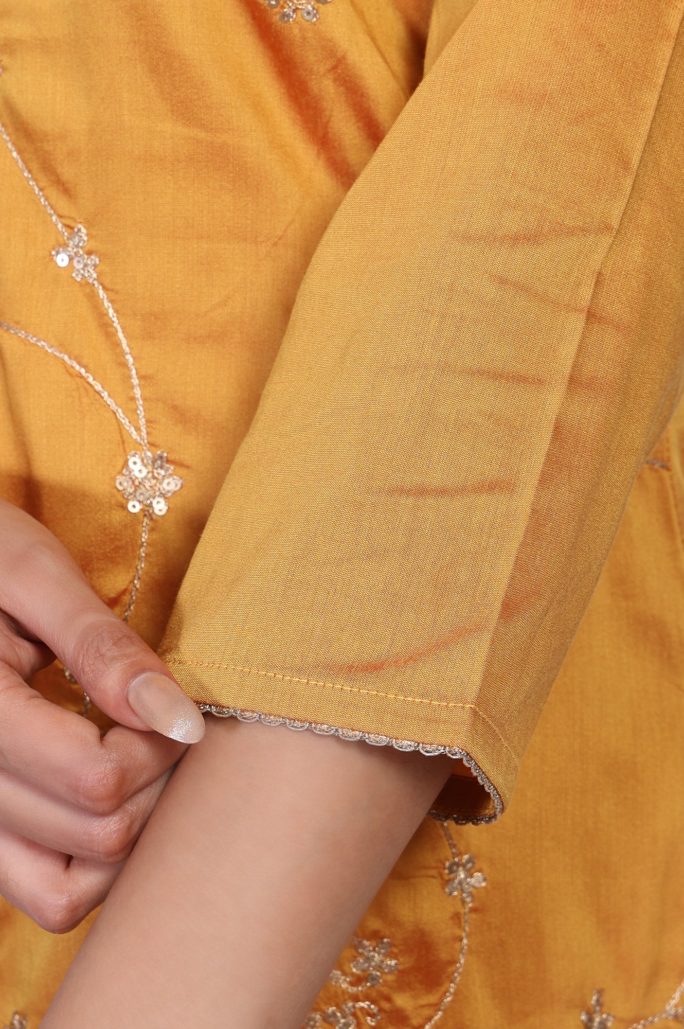 Mustard Embroidered Straight Kurta