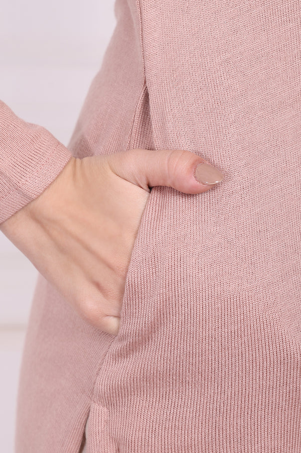 Pink Embroidered Straight Acrylic Winter Kurta