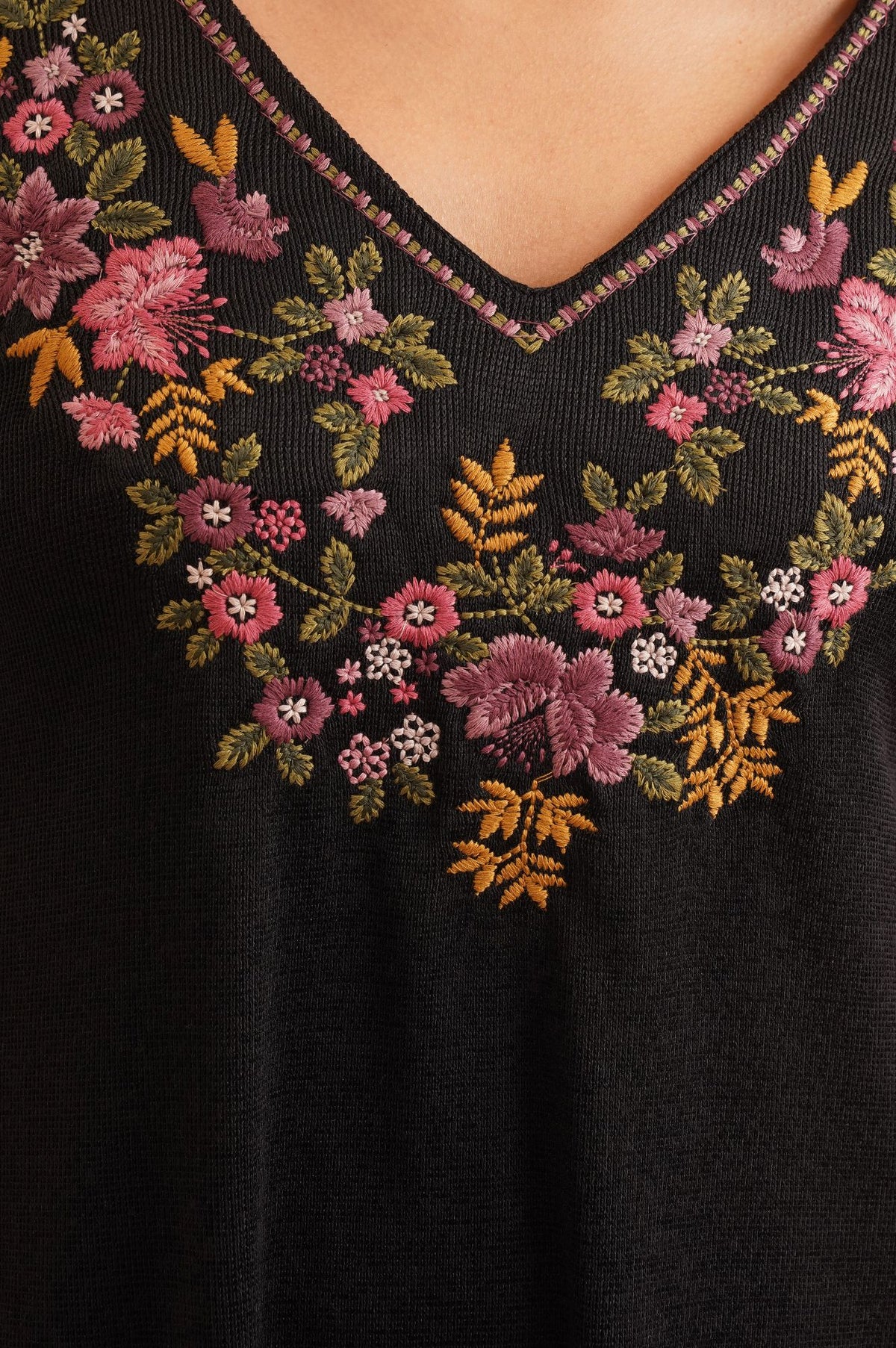 Black Embroidered Straight Winter Kurta