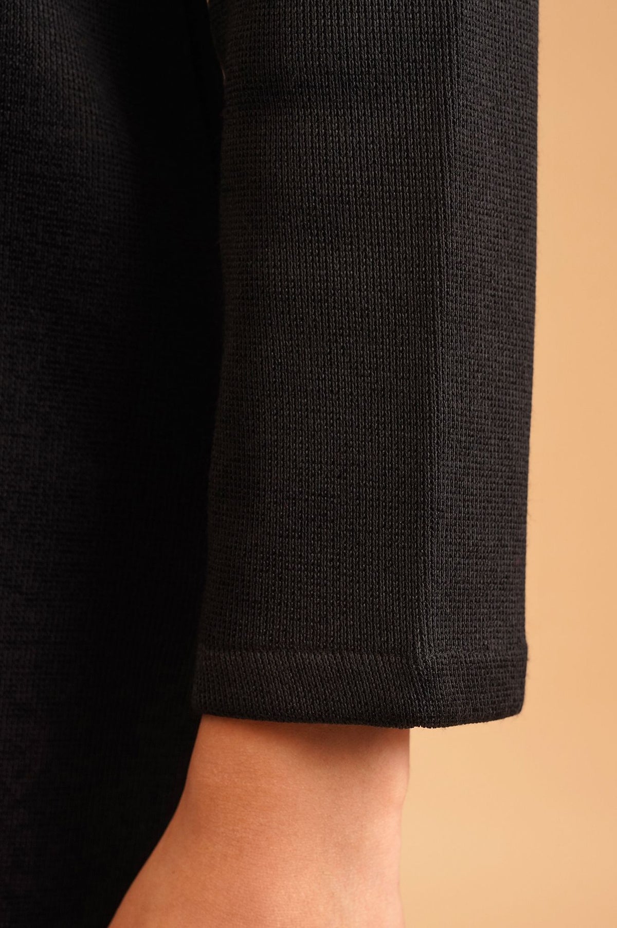 Black Embroidered Straight Winter Kurta
