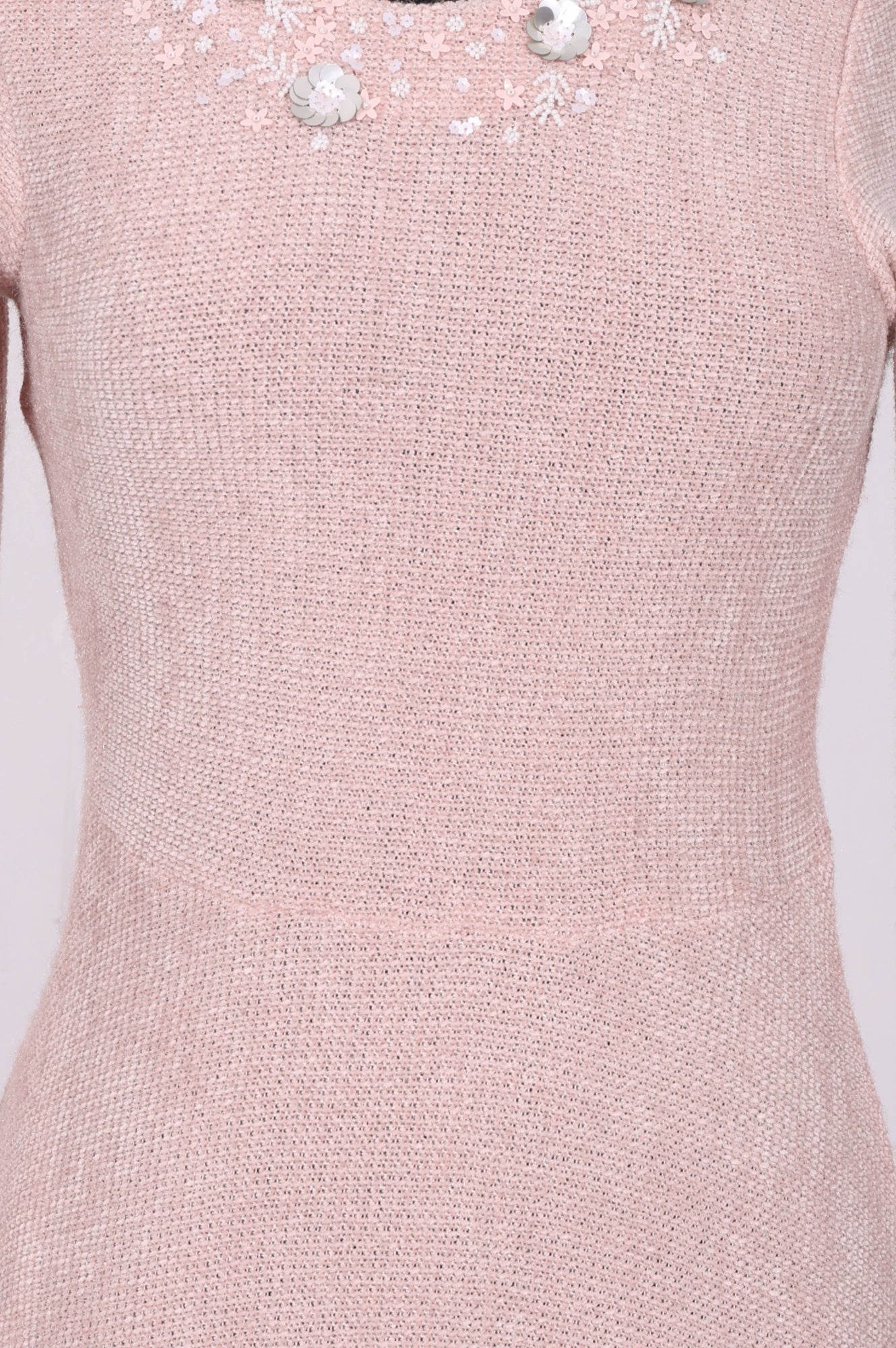 Pink Solid Sequins A-line Winter Dress