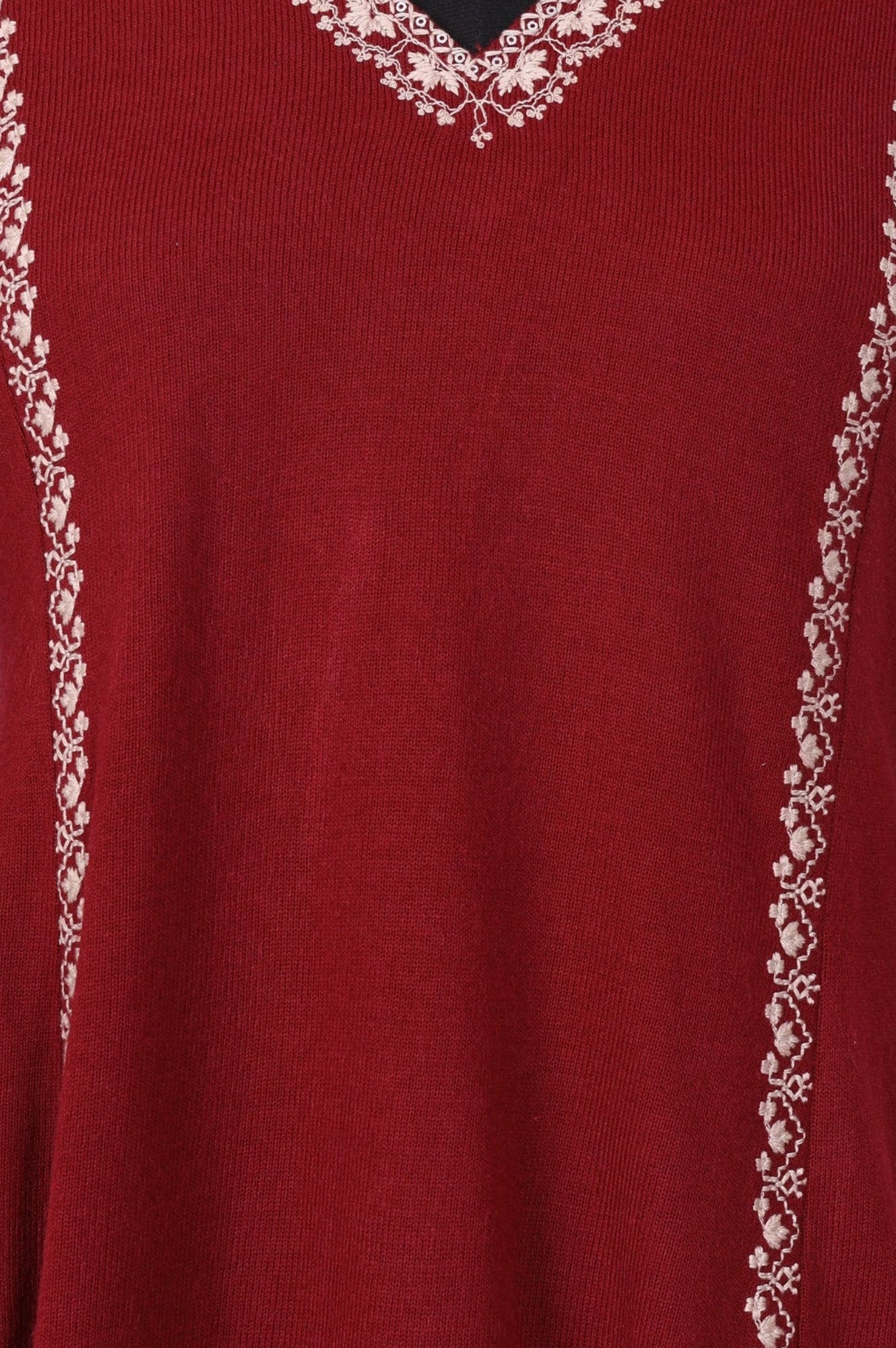 Maroon Embroidered Thread Work Acrylic A-line Kurta