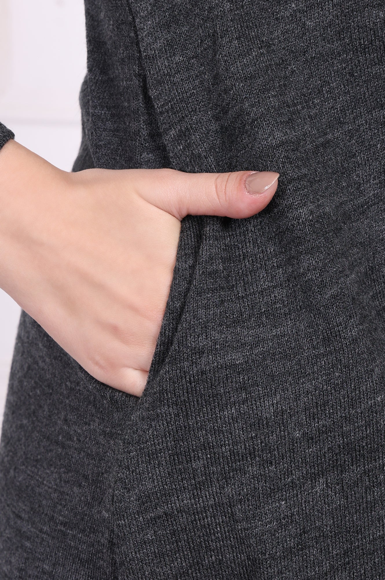 Grey Embroidered A-Line Acrylic Winter Kurta