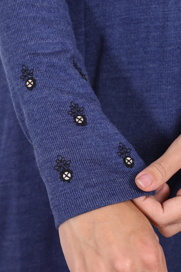 Blue Embroidered Acrylic Flared Kurta