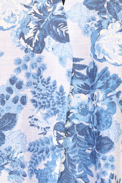 Blue Floral Printed Buttons Pure Cotton Straight Kurta