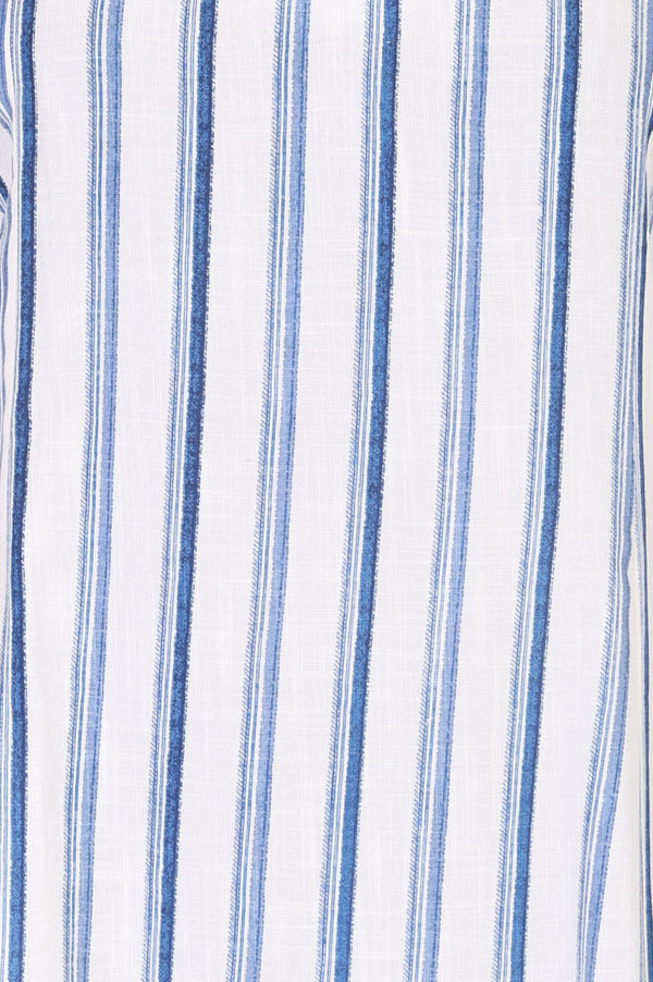 White Striped Floral Printed Noodle Straps Rayon A-line Western Dress