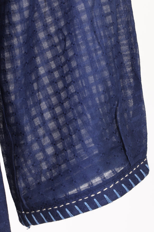 Blue Embroidered Pure Cotton Straight Kurta