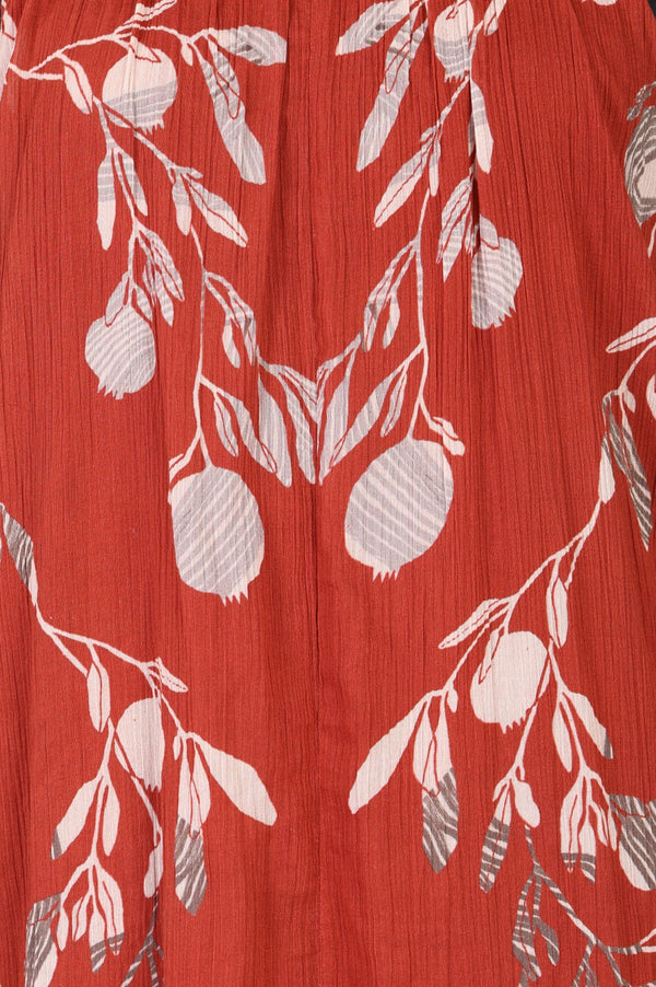 Red Floral Printed Pure Cotton Sleeveless Flared Dress