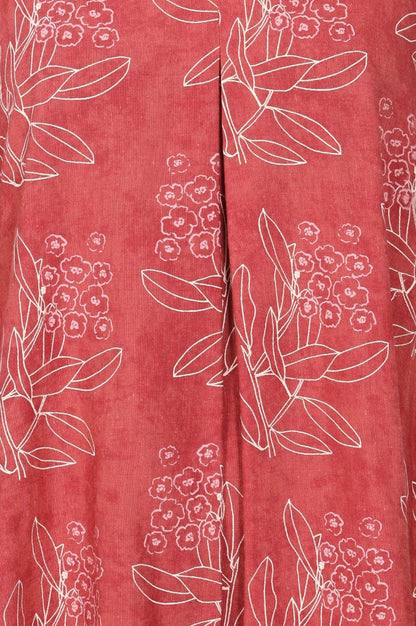 Rust Floral Printed Rayon A-line Dress