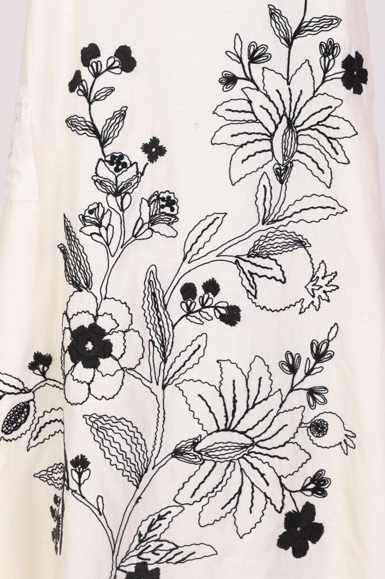 Off White Thread Embroidered Pure Cotton A-line Dress
