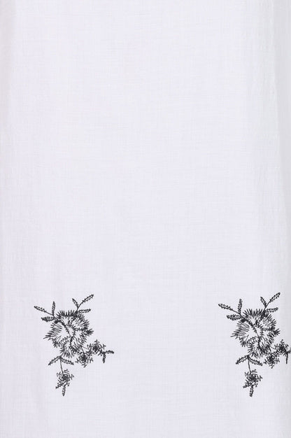 White Embroidered Cotton Rayon Straight Kurta