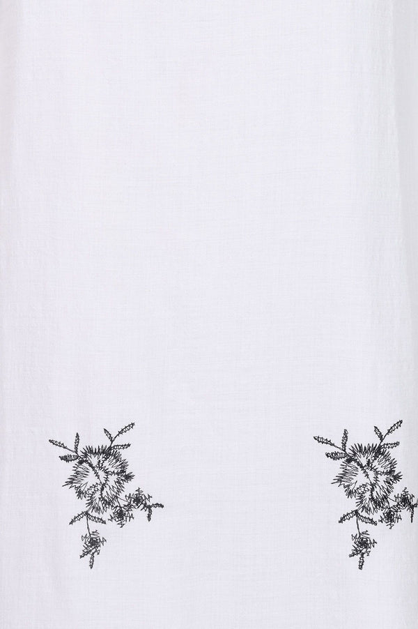 White Embroidered Cotton Rayon Straight Kurta