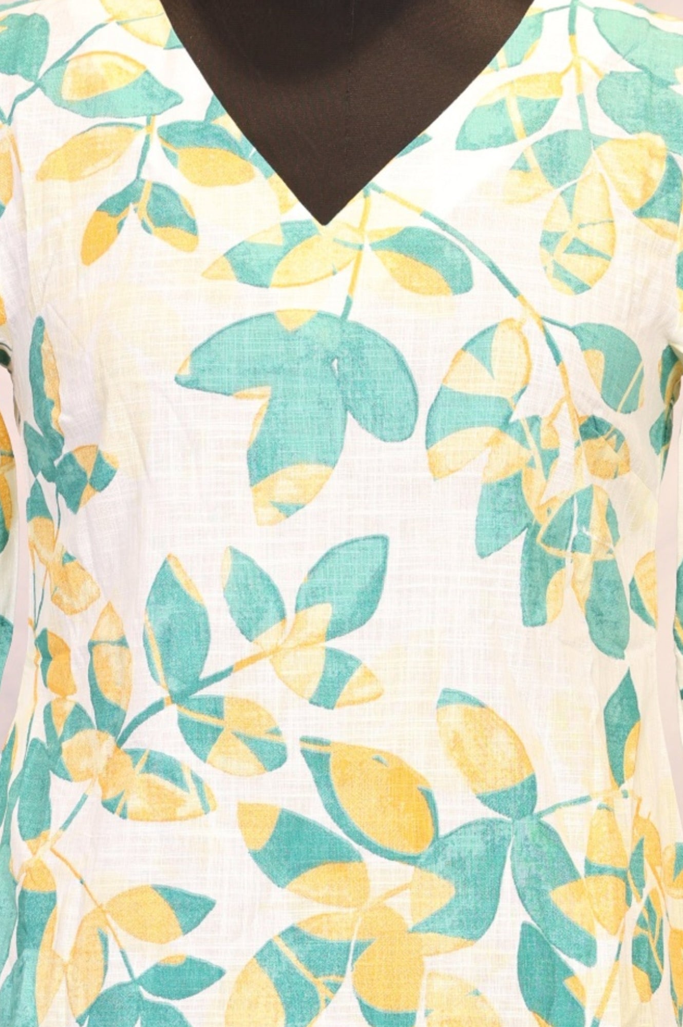 Off White Floral Printed Pure Cotton Straight Kurta