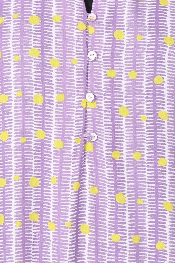 Purple Geometric Printed Rayon Straight Kurta