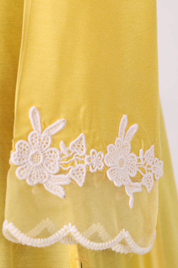 Yellow Applique Lace A-line Kurta