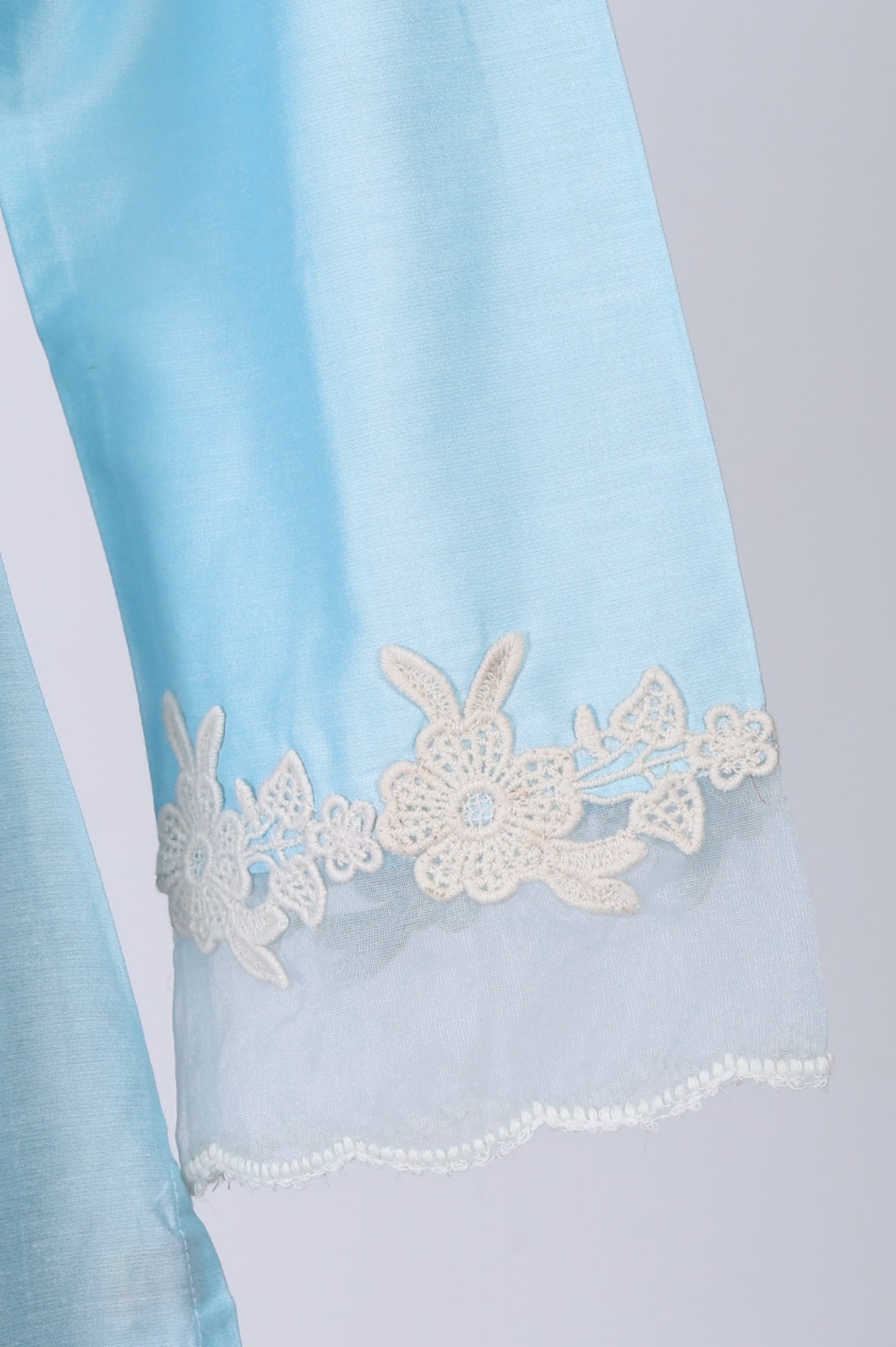 Light Blue Embroidered A-line Kurta