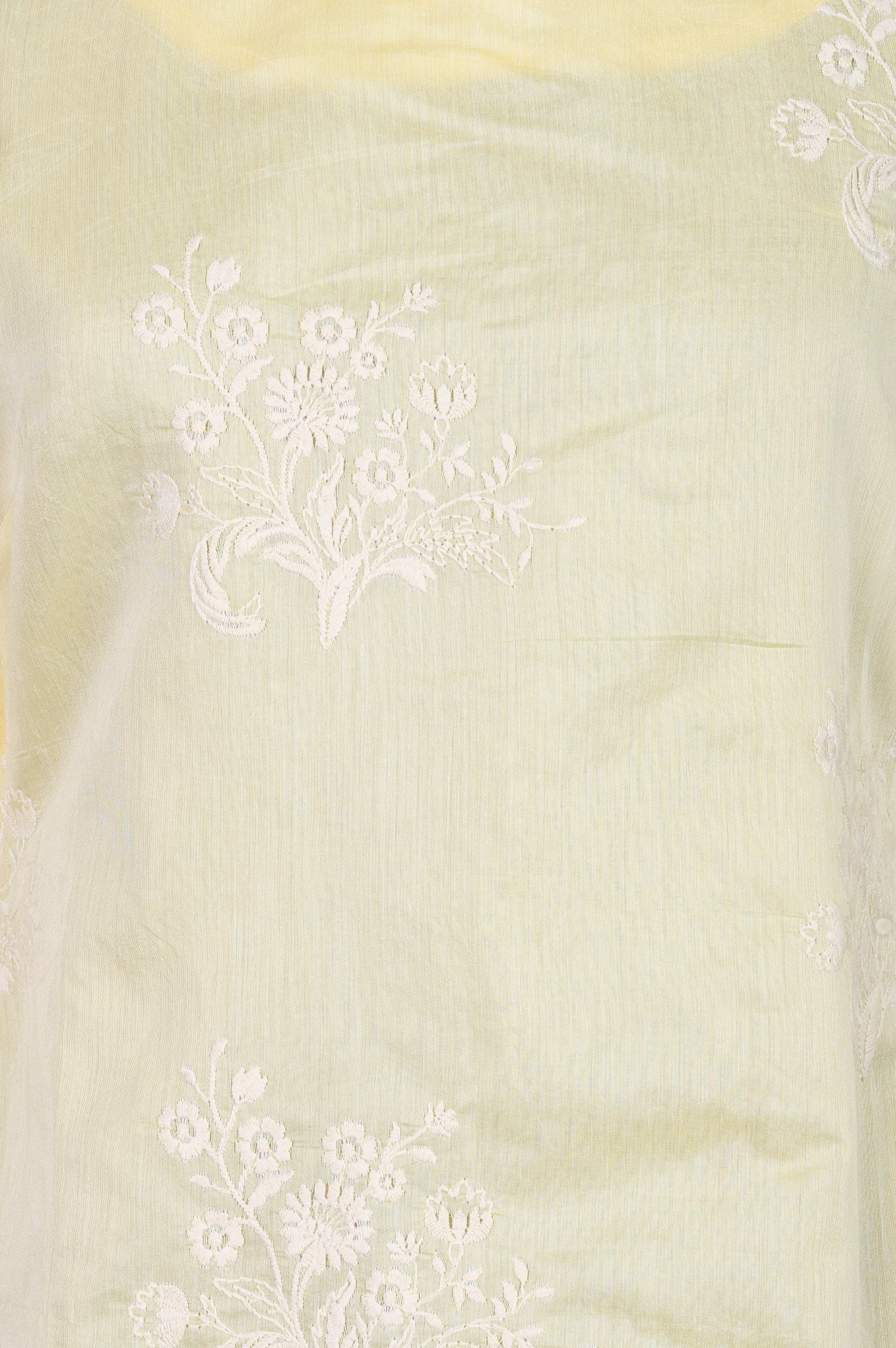 Yellow Embroidered Chanderi Straight Kurta