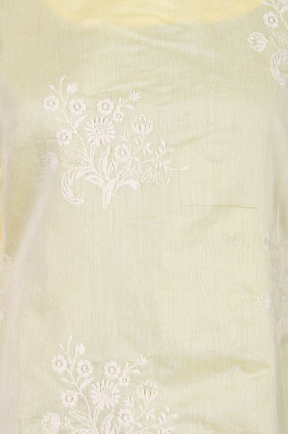Yellow Embroidered Chanderi Straight Kurta