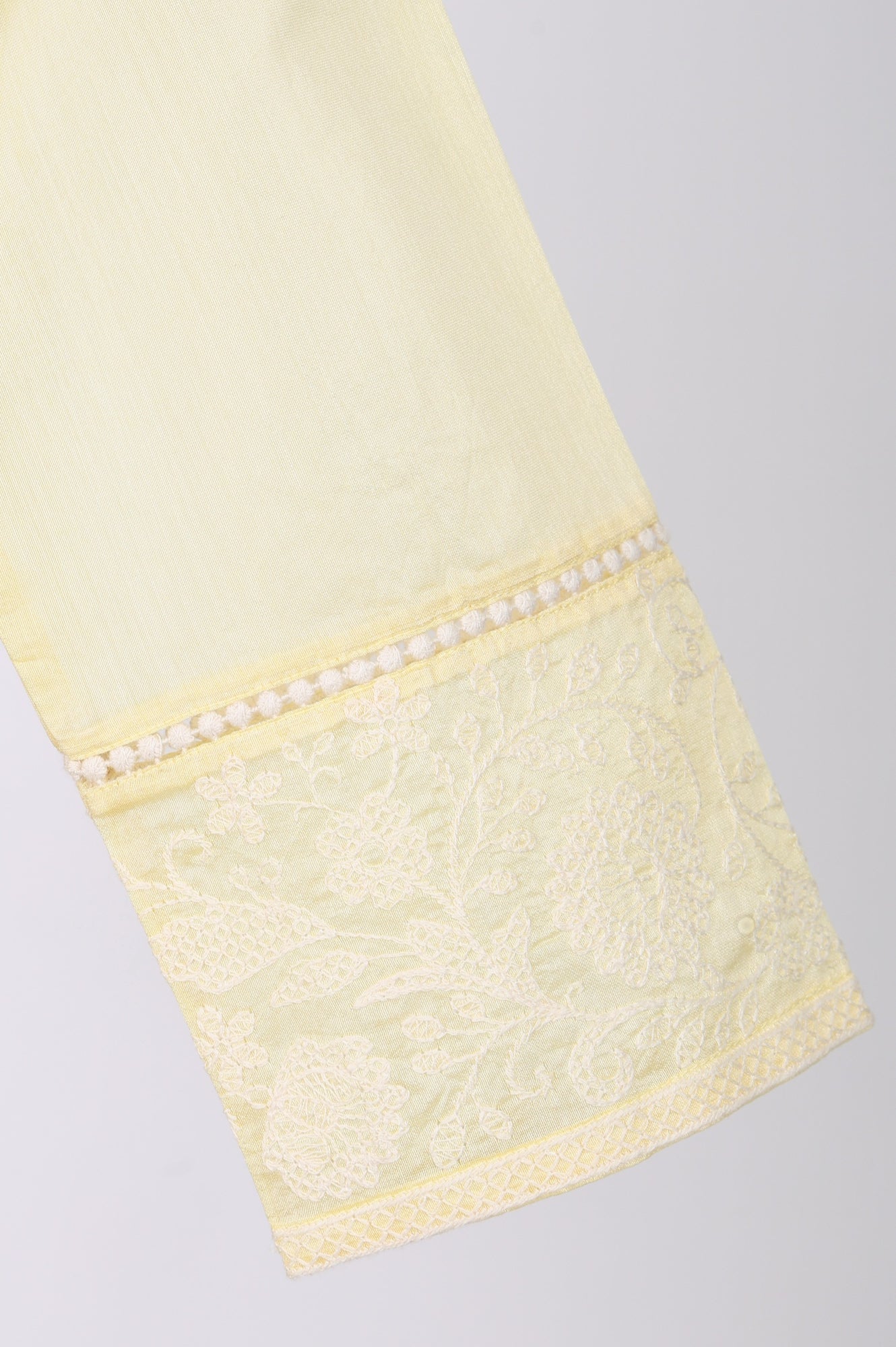 Yellow Embroidered Chanderi Straight Kurta