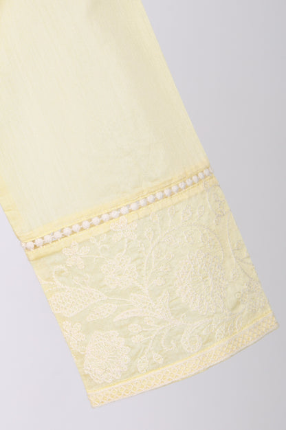 Yellow Embroidered Chanderi Straight Kurta