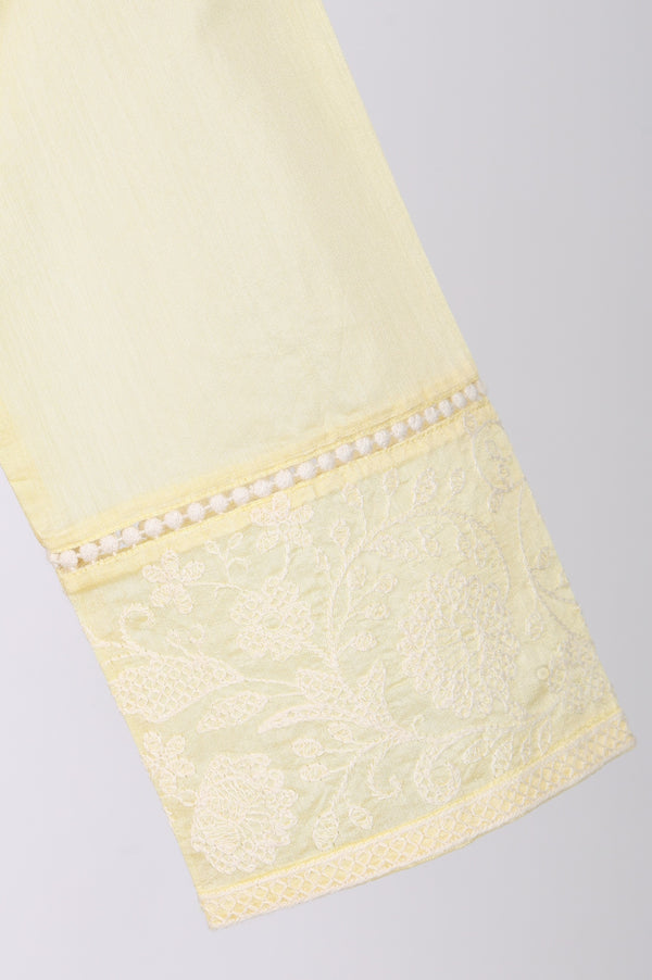 Yellow Embroidered Chanderi Straight Kurta