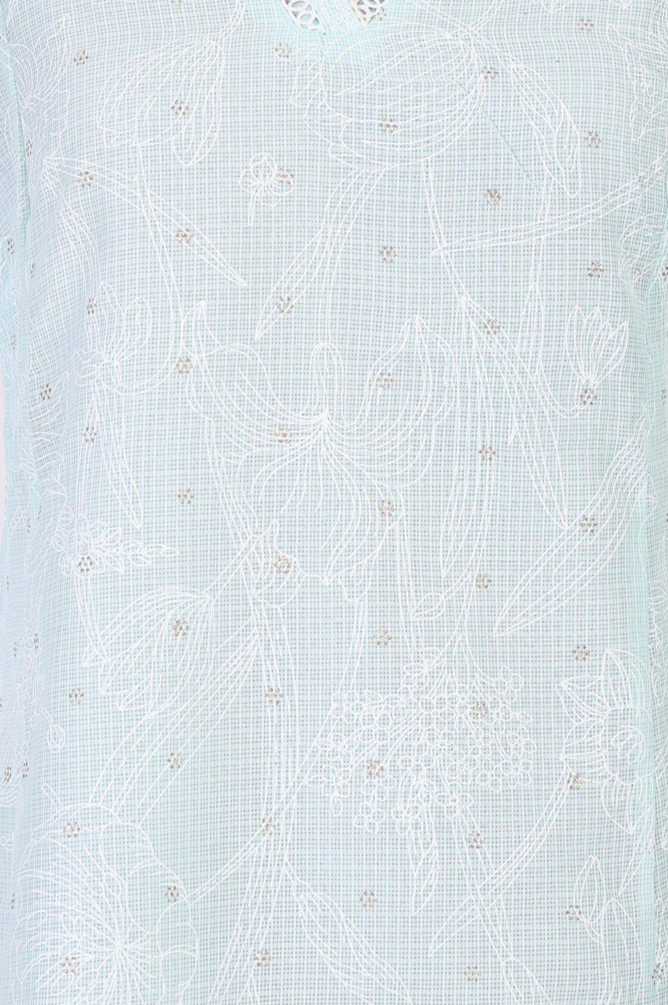 Light Blue Chikankari Embroidered Kota Straight Kurta