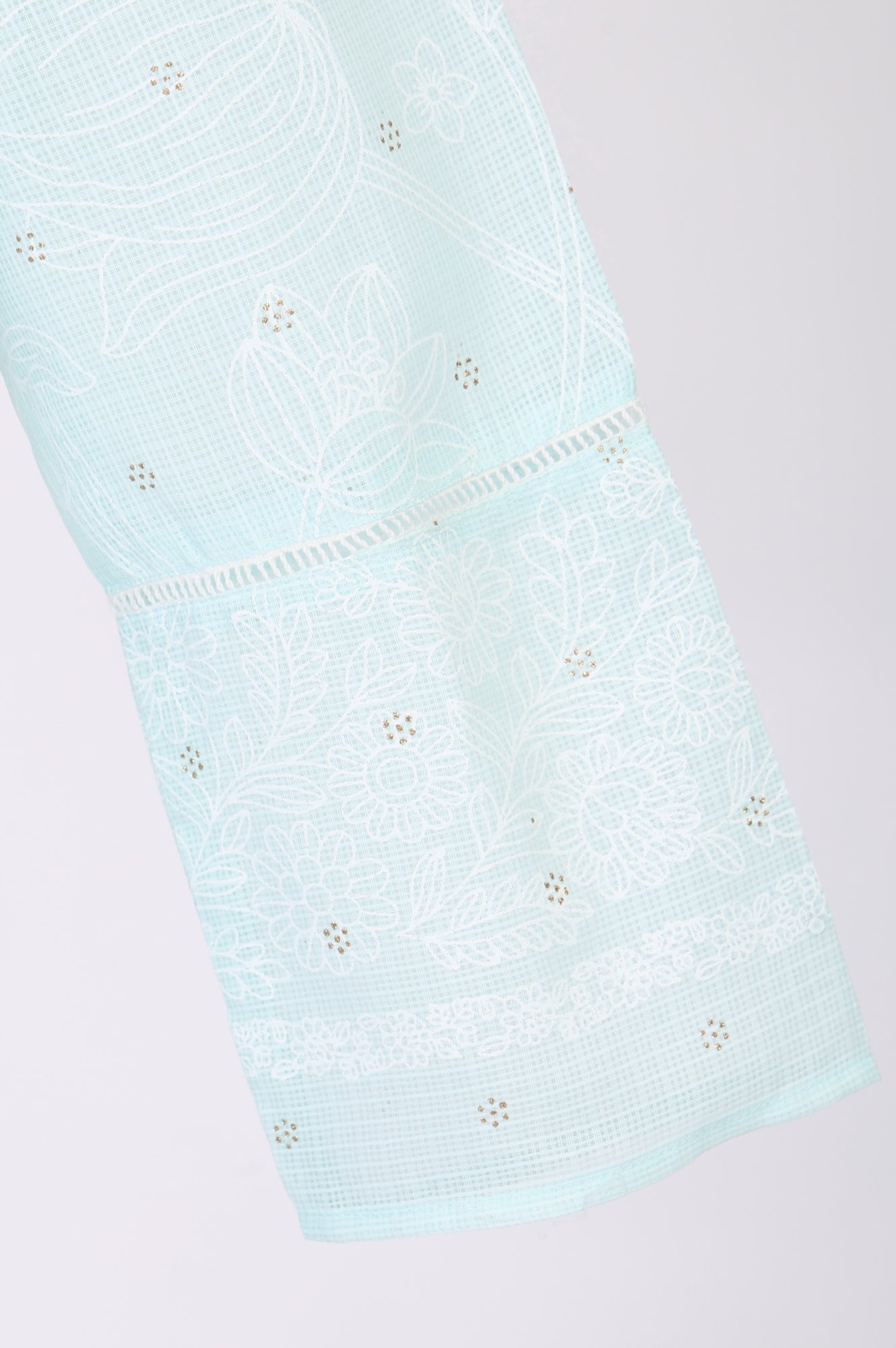 Light Blue Chikankari Embroidered Kota Straight Kurta