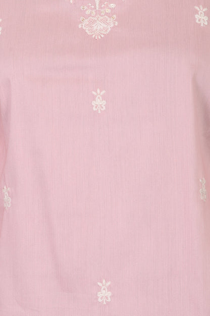 Pink Chikankari Embroidered Straight Kurta