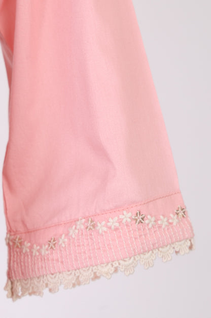 Pink Chikankari Embroidered Straight Kurta