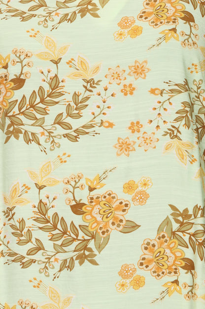 Green Floral Printed Straight Kurta