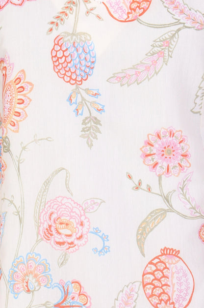 Off-White Schiffily Embroidered Floral Straight Kurta