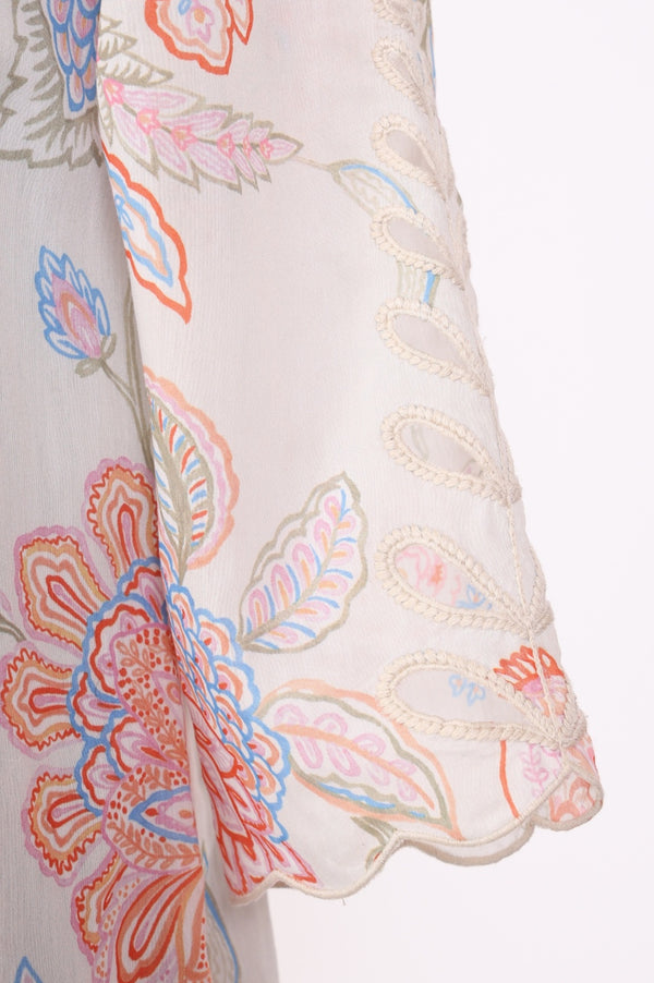 Off-White Schiffily Embroidered Floral Straight Kurta