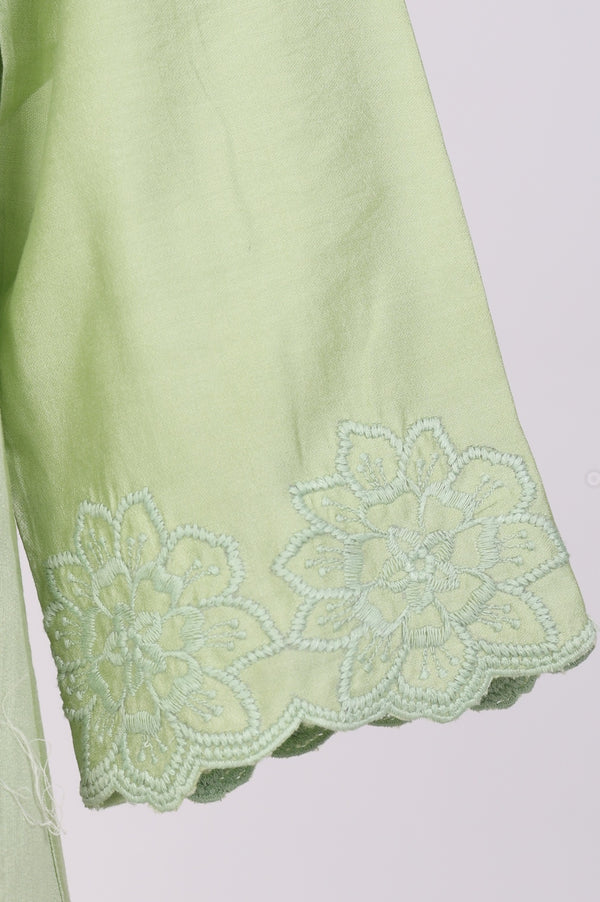 Sea Green Thread Embroidered Straight Kurta