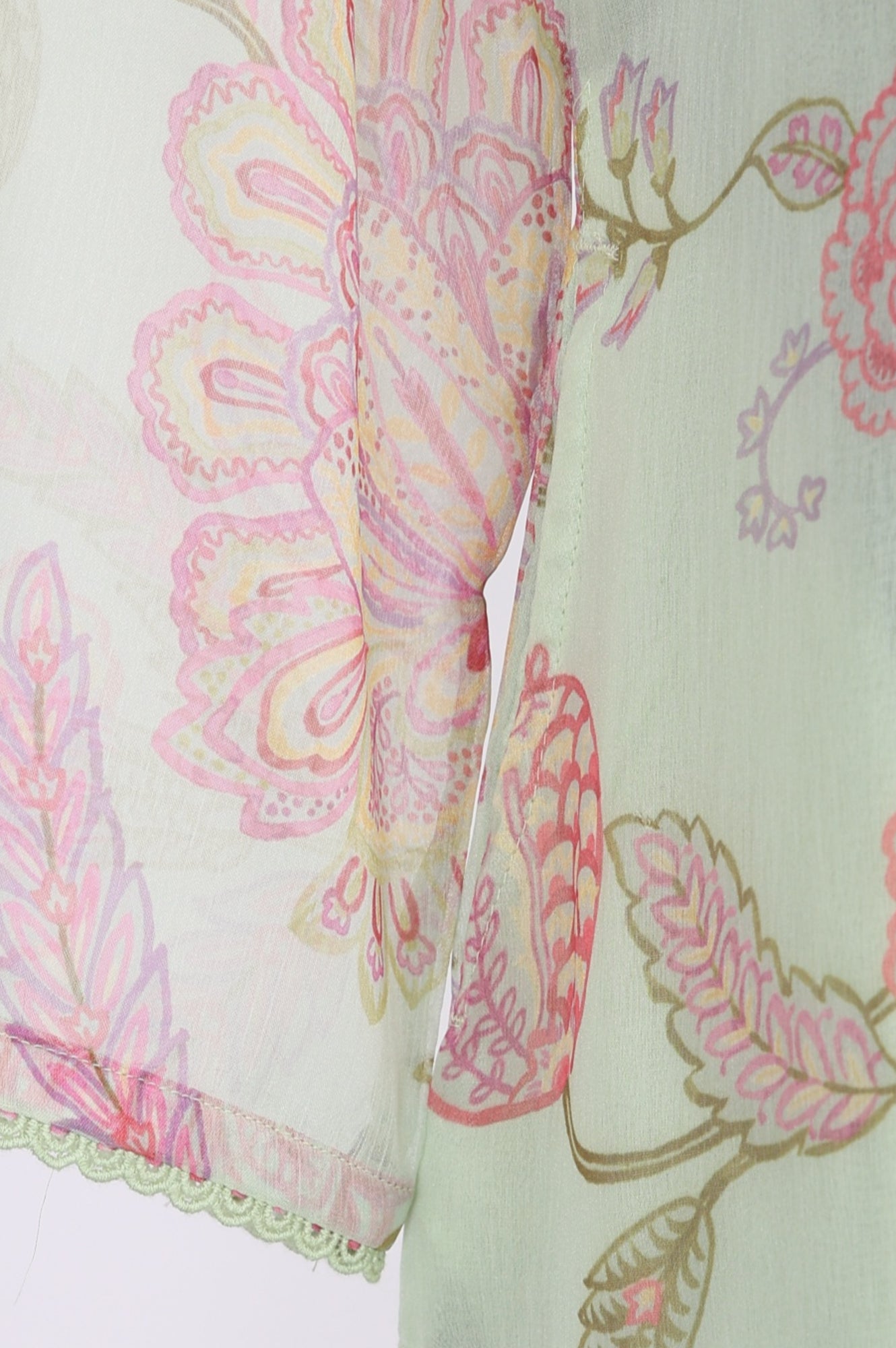 Sea Green Floral Printed Chiffon Straight Kurta