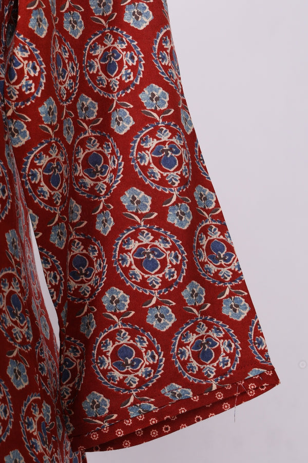 Rust Ethnic Motifs Rayon A-line Kurta