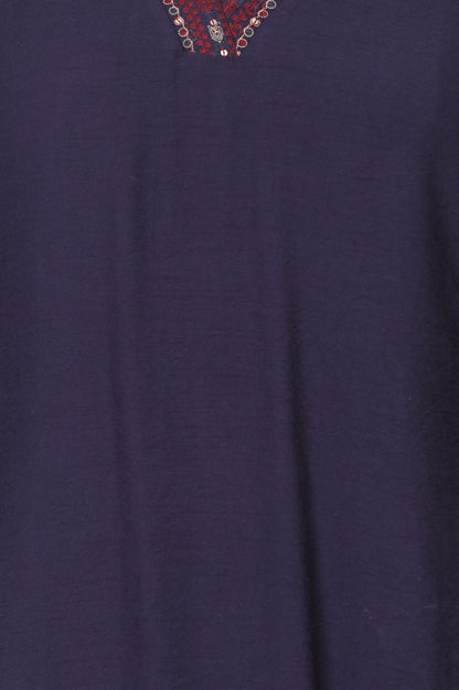 Blue Embroidered A-line Kurta