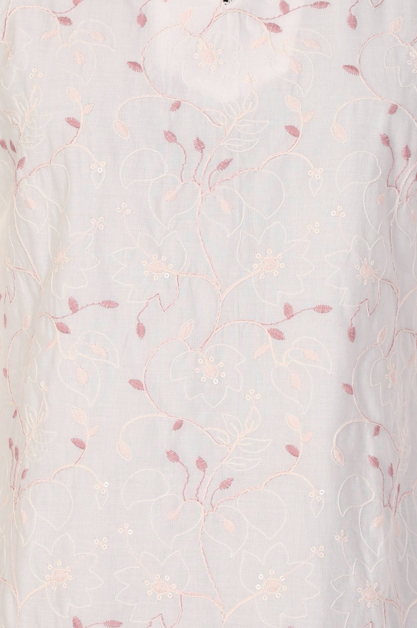 White Chikankari Embroidered Sequins Pure Cotton Straight Kurta