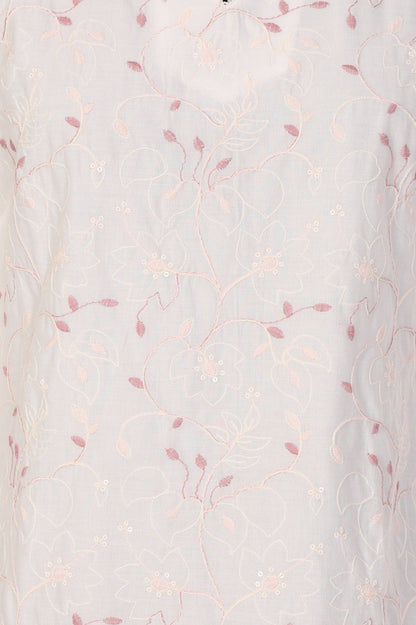 White Chikankari Embroidered Sequins Pure Cotton Straight Kurta