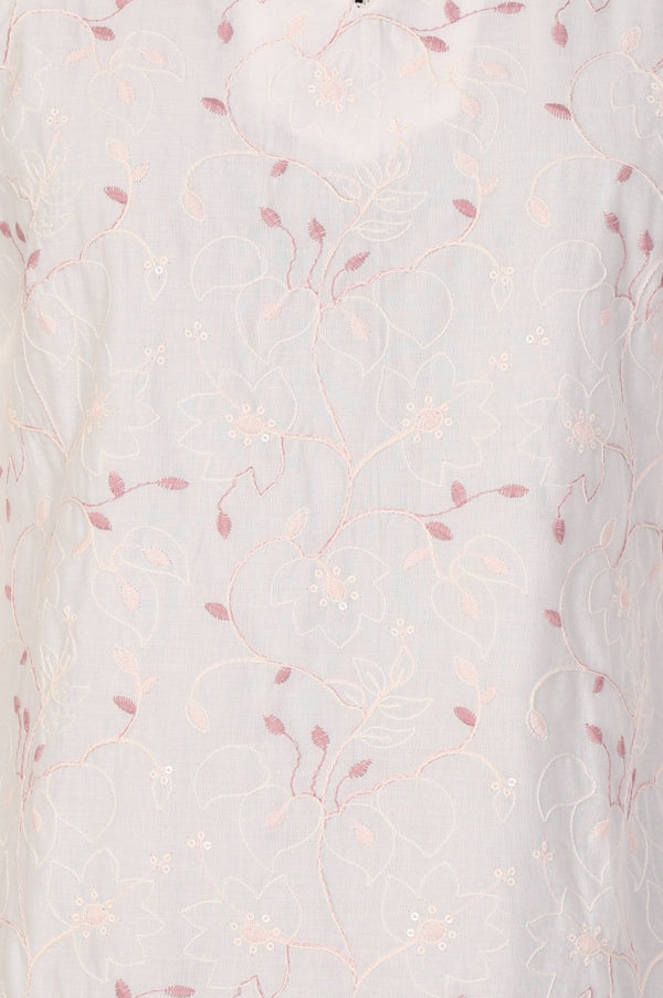 White Chikankari Embroidered Sequins Pure Cotton Straight Kurta