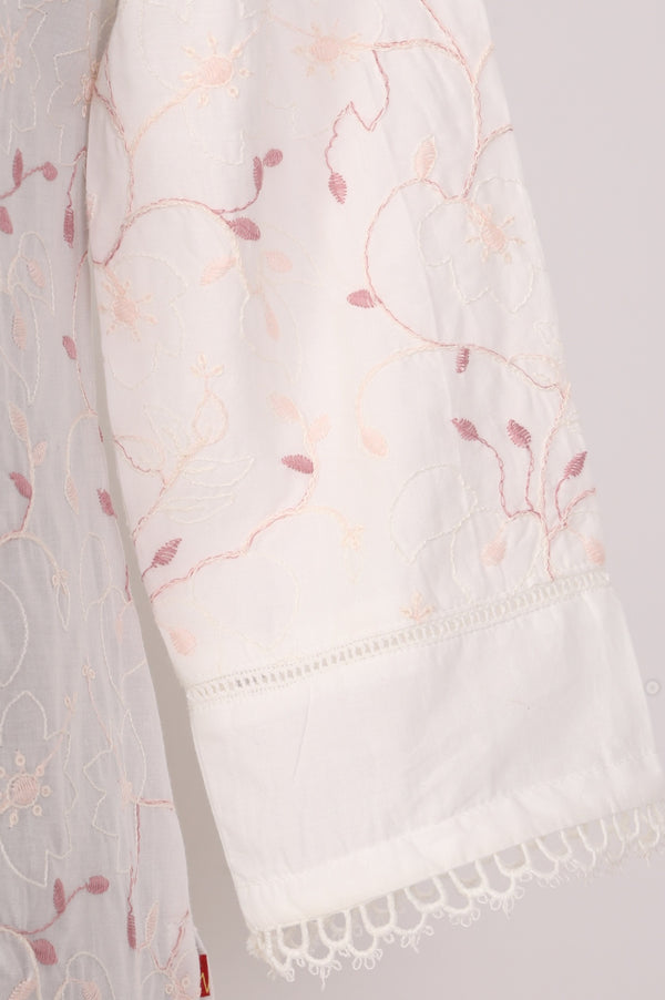 White Chikankari Embroidered Sequins Pure Cotton Straight Kurta