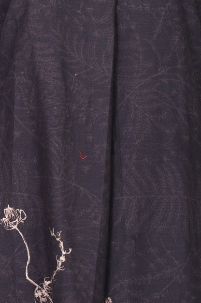 Black Floral Printed Pure Cotton Straight Kurta
