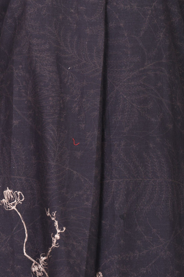 Black Floral Printed Pure Cotton Straight Kurta