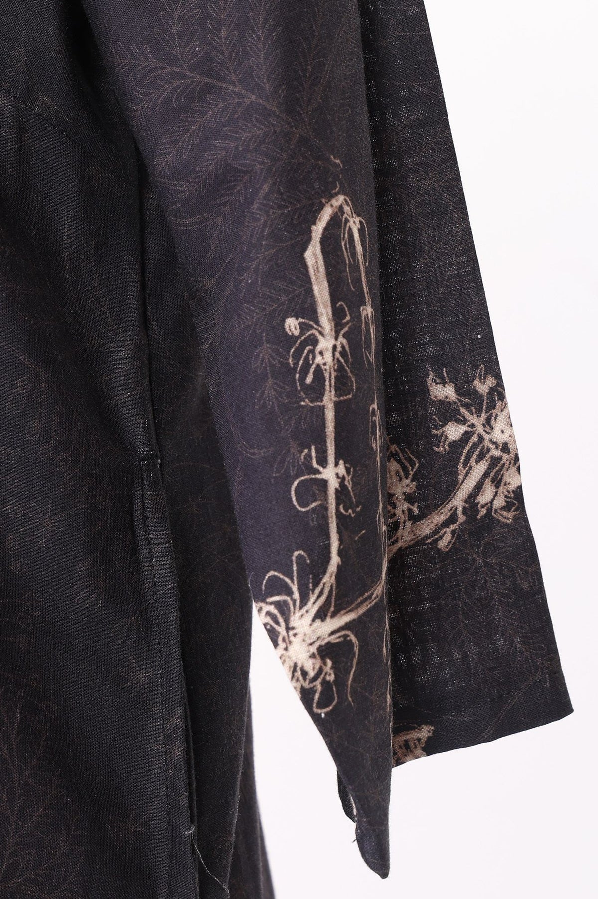 Black Floral Printed Pure Cotton Straight Kurta