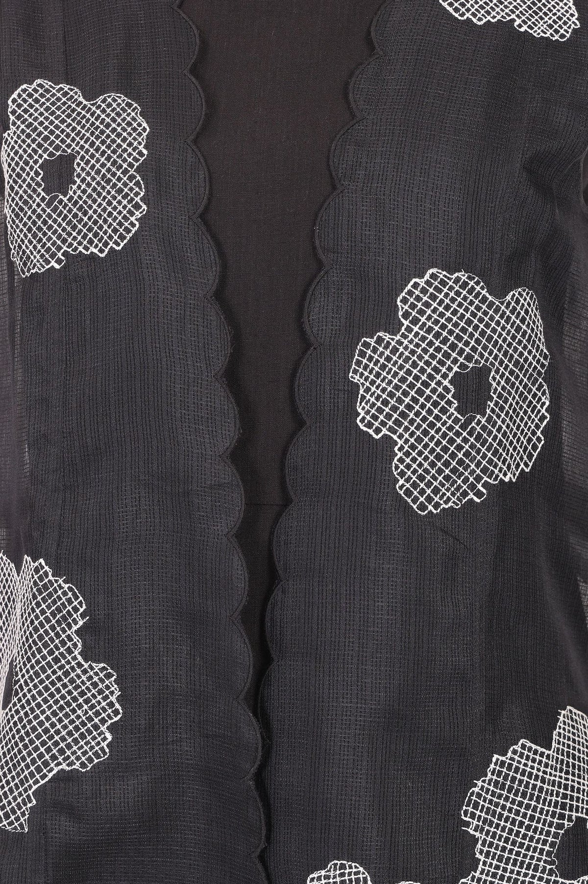 Black Embroidered Kota Sleeveless A-line Dress with Jacket
